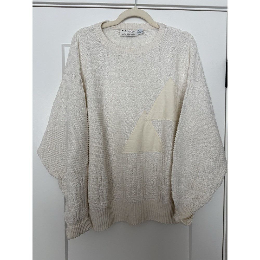 Vintage St. Croix Knits Landons 100% Mercerized Cotton Cream Men's Sweater